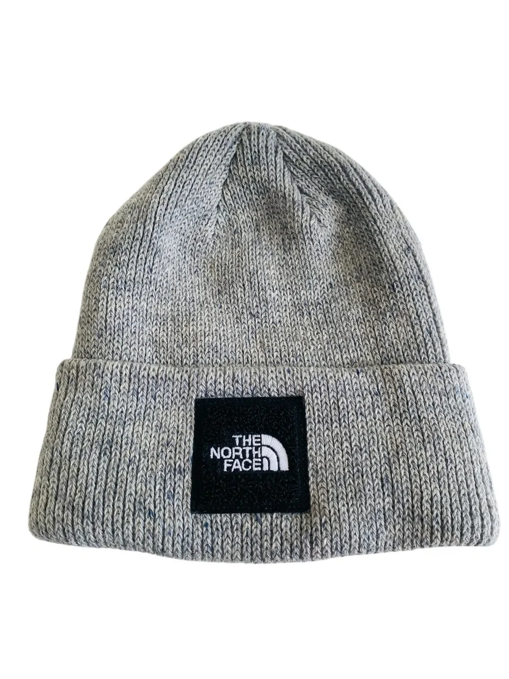 The North Face Grey Cuffed Ribbed Boxed Logo Beanie Unisex OS